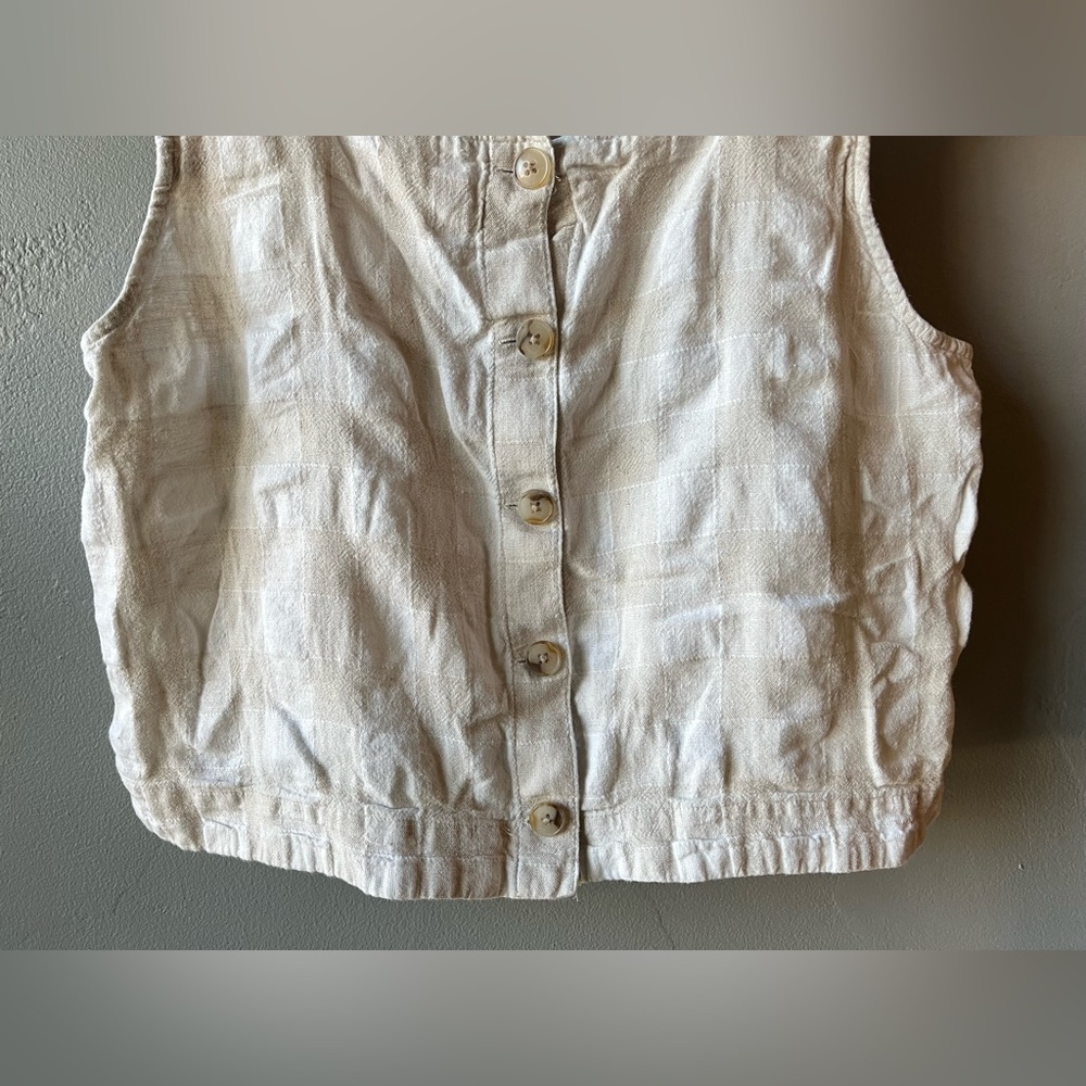 Madewell Light Tan/White Checkered Tank ~ Size 14 - Picture 3 of 9